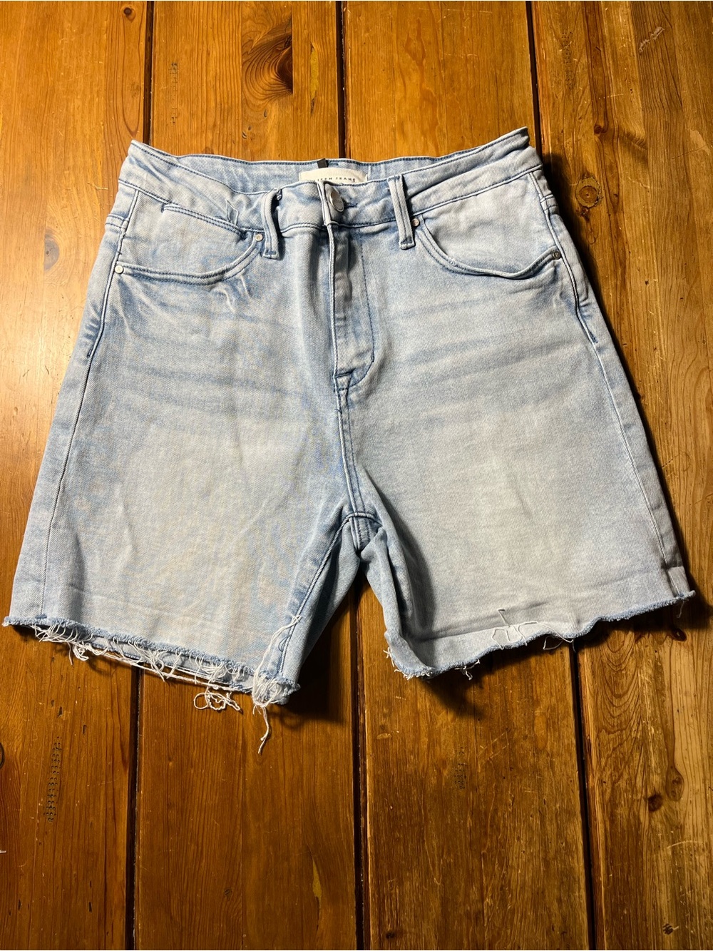 Women's Light Blue Frayed Hem Denim Shorts